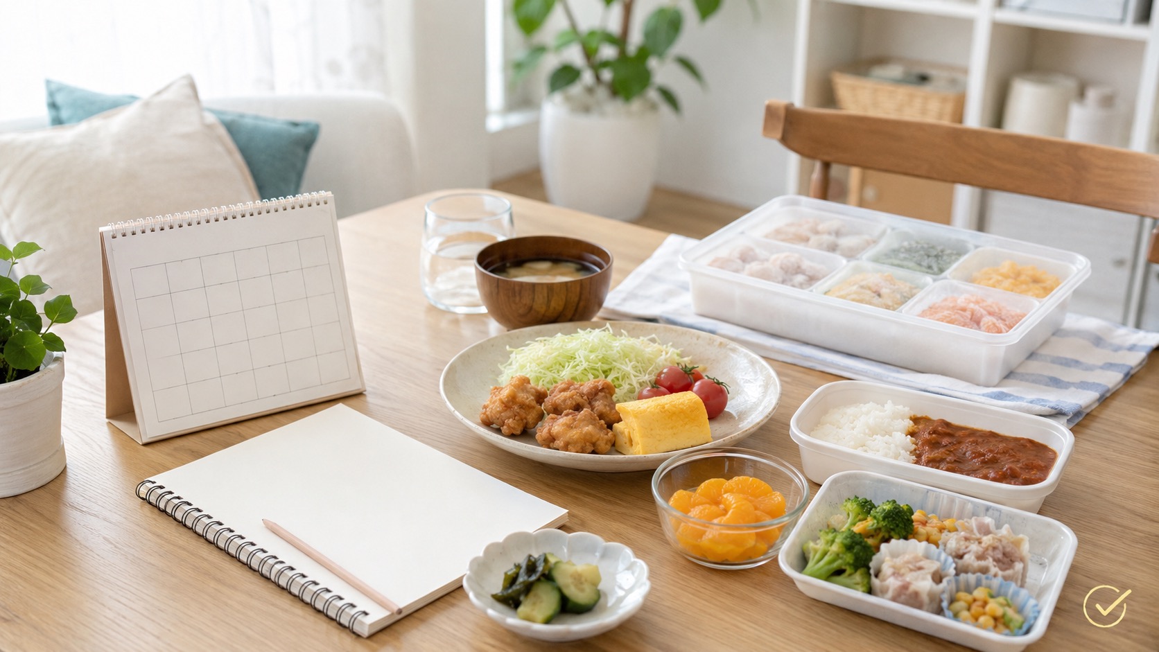 夏休みの昼ごはんを計画する食卓のイメージ